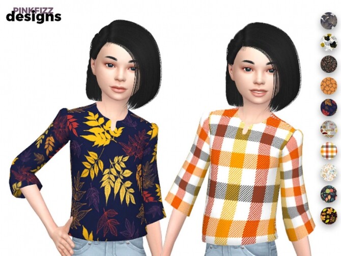 Sims 4 Junior Autumn Top by Pinkfizzzzz at TSR