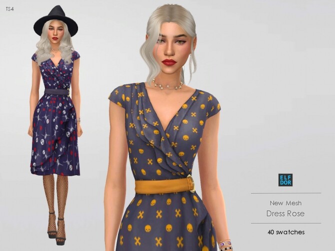 Sims 4 Dress Rose at Elfdor Sims