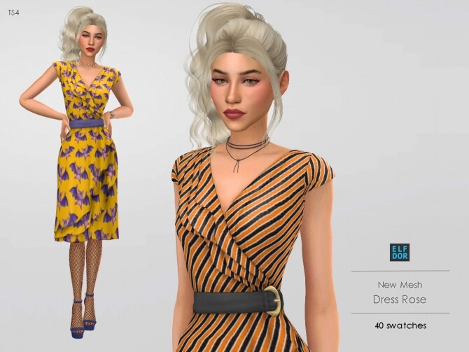 Sims 4 Dress Rose at Elfdor Sims