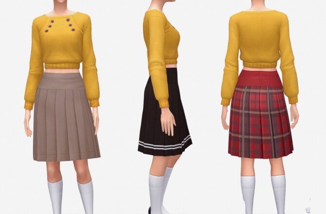 Sims 4 School Uniform Skirt by Lumikello at Mod The Sims