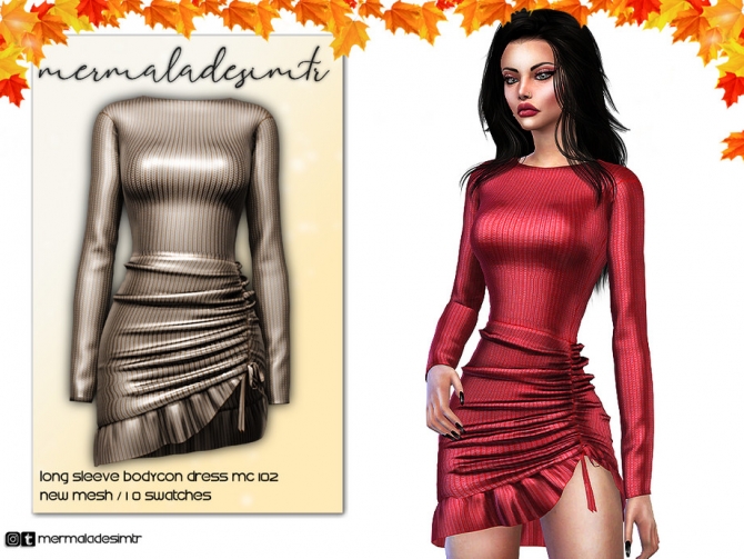 Long Sleeve Bodycon Dress Mc102 By Mermaladesimtr At Tsr Sims 4 Updates