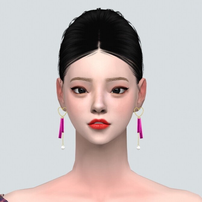 Sims 4 A Heart Ribbon Earrings at Marigold