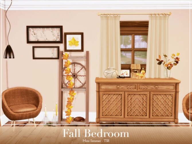 Sims 4 Fall Bedroom by Mini Simmer at TSR