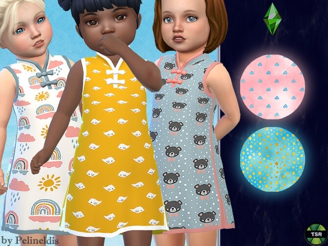 Sims 4 Toddler Silk Nightdress by Pelineldis at TSR