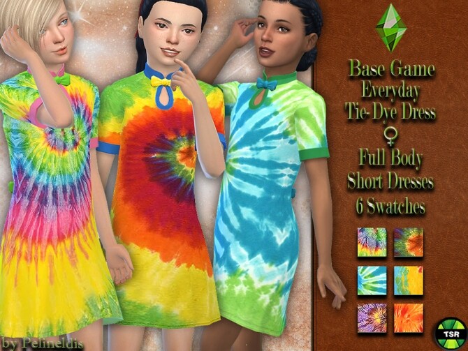 Sims 4 Girls Colorful Tie Dye Dress by Pelineldis at TSR