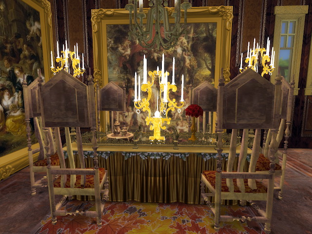Sims 4 Golden Glowing Candelabra, Table & Throne at Anna Quinn Stories