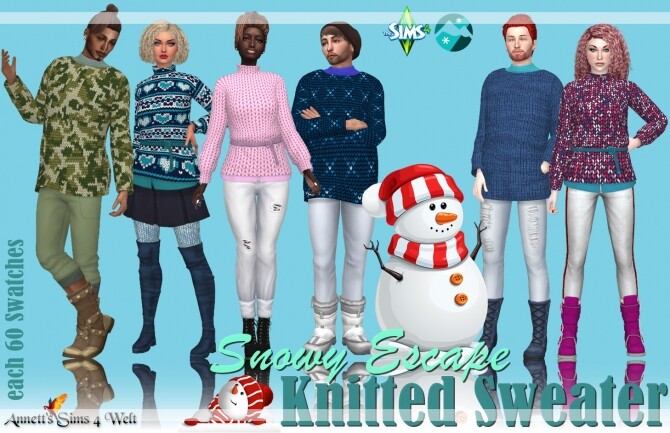 Sims 4 Snowy Escape Knitted Sweater at Annett’s Sims 4 Welt