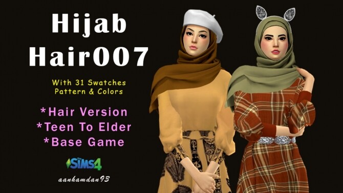 Sims 4 Hijab Model 078 & Hair 007 & Lenna Long dress at Aan Hamdan Simmer93