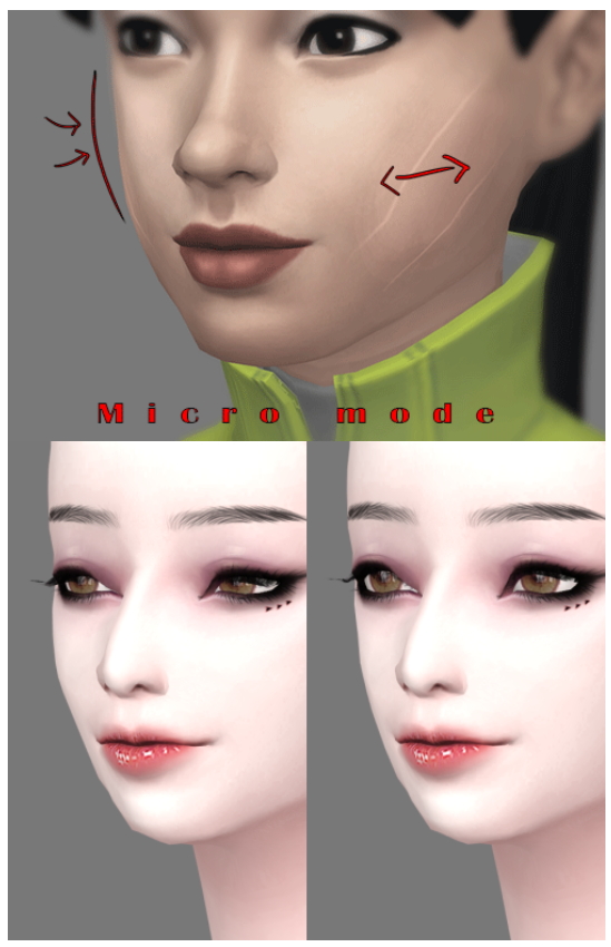 Sims 4 Chin Preset 1 & Side Cheekbones Slider 1 at Kim Simjo