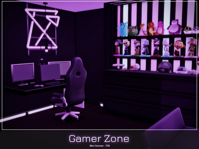 Sims 4 Gamer Zone Bedroom by Mini Simmer at TSR