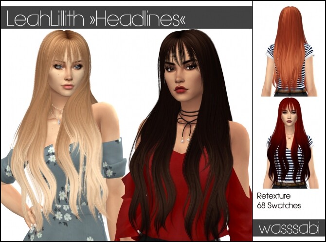 Sims 4 LeahLillith Headlines hair retextured at Wasssabi Sims