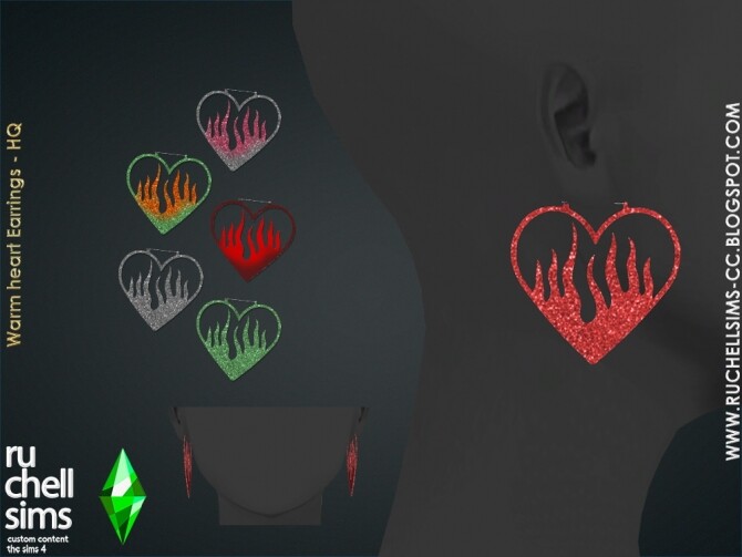 Sims 4 WARM HEART EARRINGS at Ruchell Sims