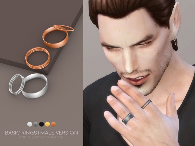 Basic rings Male version by sugar owl at TSR » Sims 4 Updates