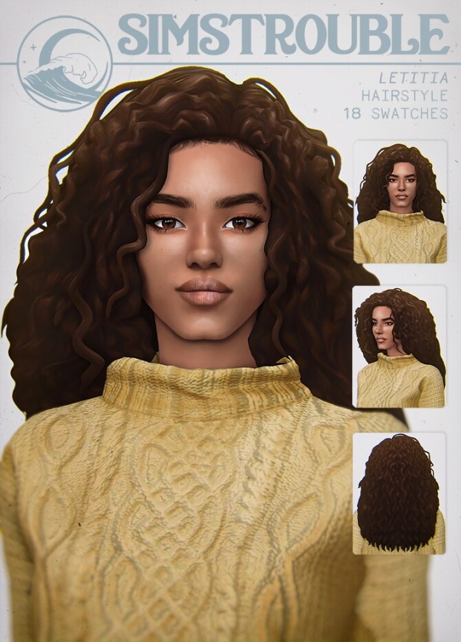 Sims 4 LETITIA curly hair at SimsTrouble