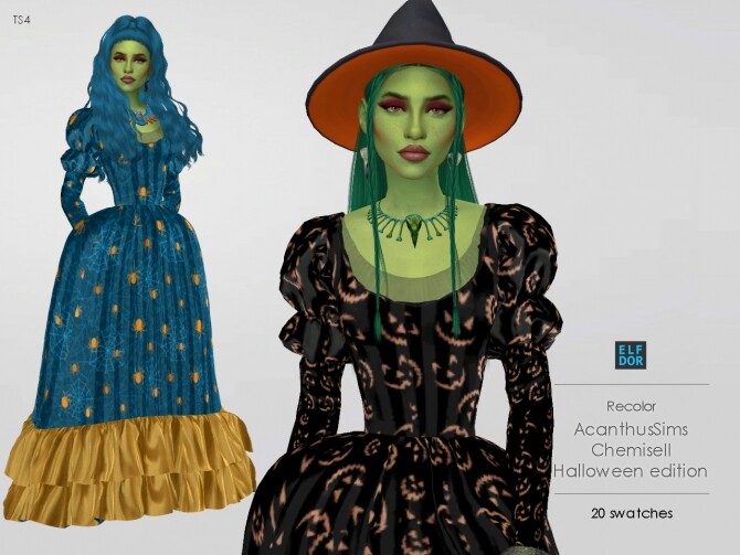 Sims 4 AcanthusSims ChemiseII RC Halloween edition at Elfdor Sims