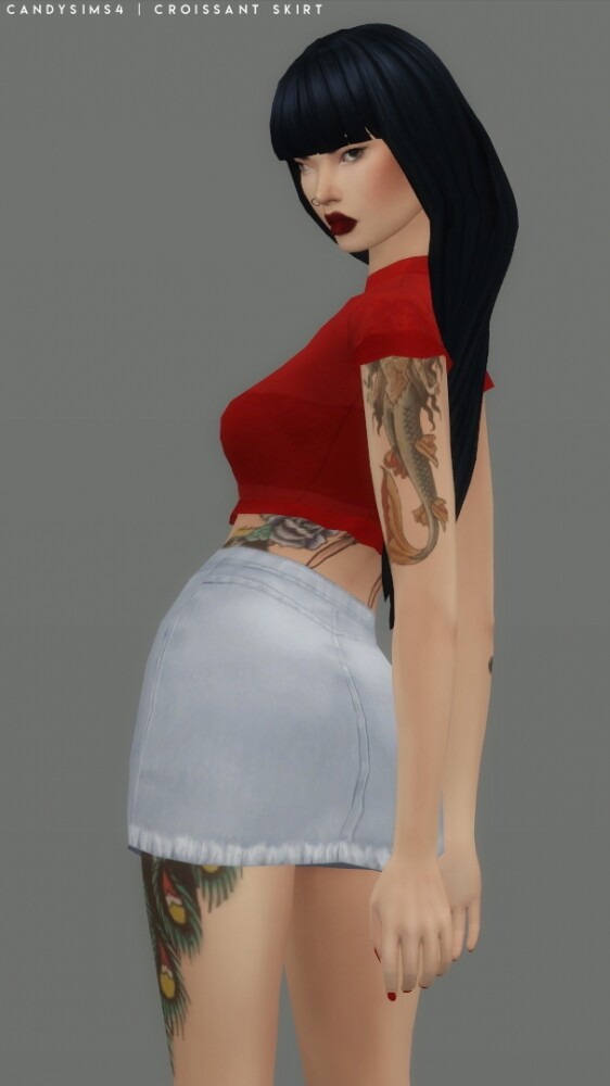 Sims 4 CROISSANT wrapped jeans mini skirt at Candy Sims 4