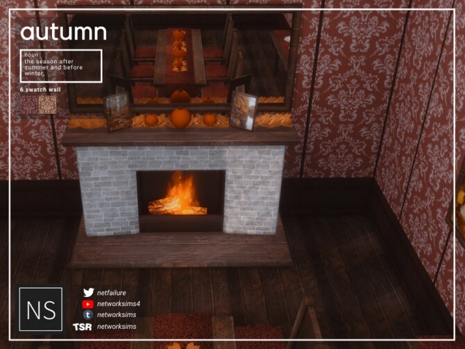 Sims 4 Autumn Dining Wall by Networksims at TSR
