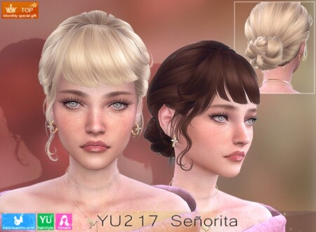 YU217 Senorita hair (P) at Newsea Sims 4