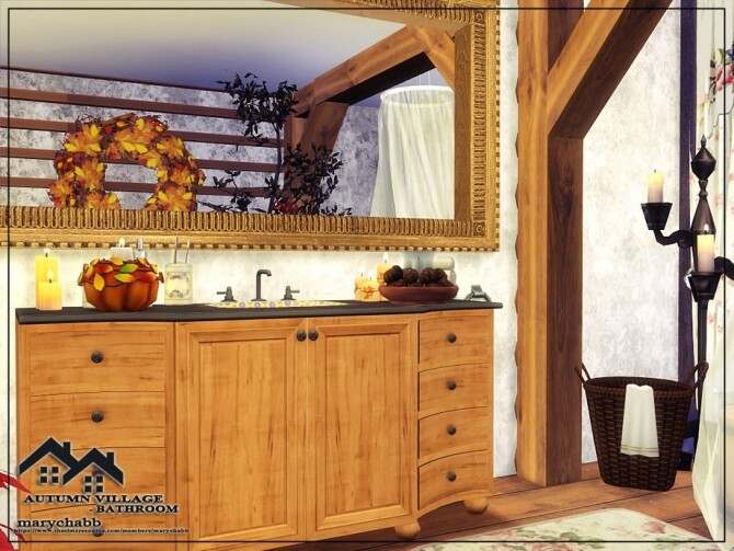 Sims 4 AUTUMN VILLAGE Bathroom by marychabb at TSR