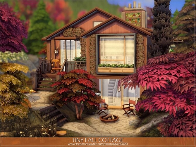 Sims 4 Tiny Fall Cottage by MychQQQ at TSR