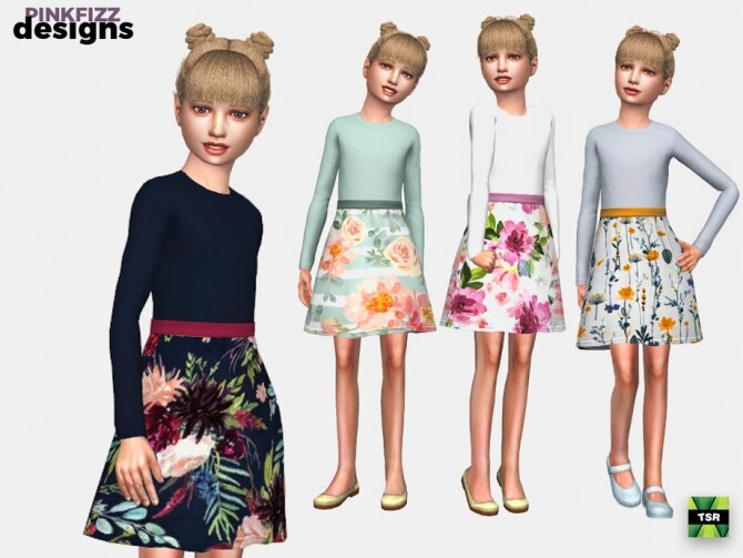 Sims 4 Junior Flora Dress by Pinkfizzzzz at TSR