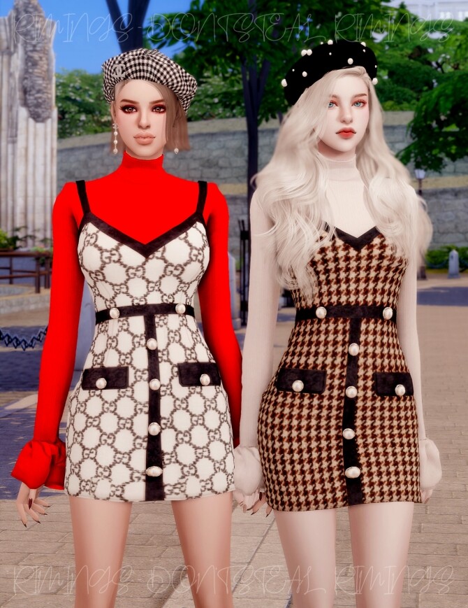 Sims 4 Turtleneck & Tweed Bustier Dress at RIMINGs