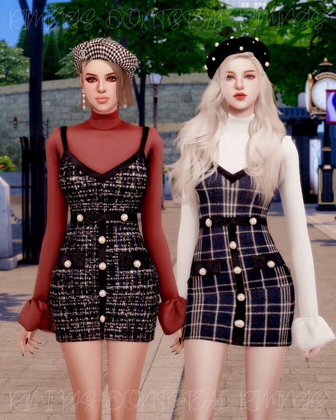 Sims 4 Turtleneck & Tweed Bustier Dress at RIMINGs