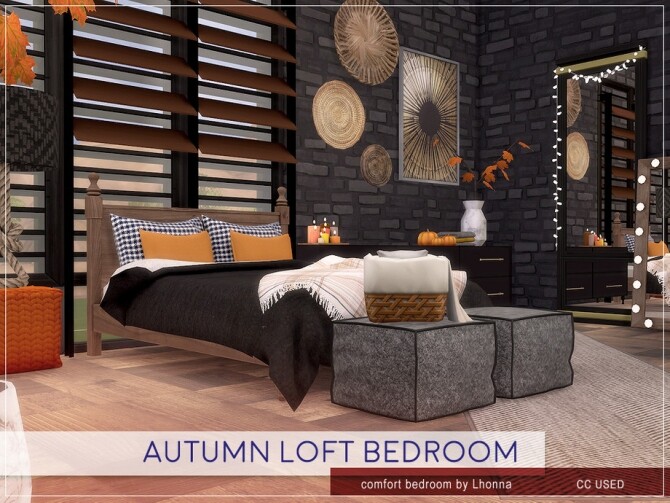 Sims 4 Autumn Loft Bedroom by Lhonna at TSR