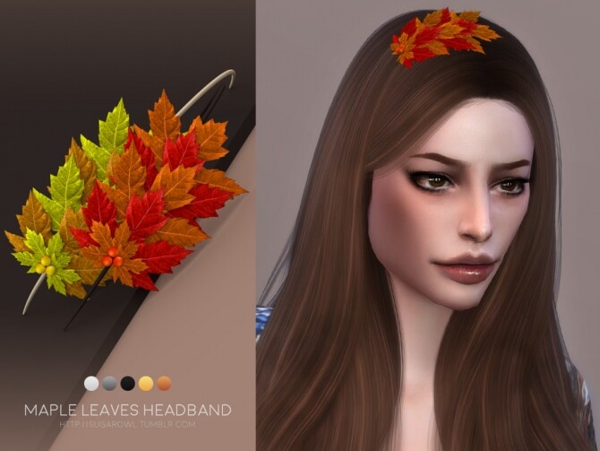 Sims 4 Maple Leaves headband by sugar owl at TSR