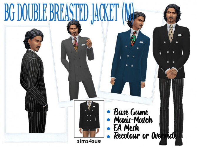 Sims 4 BG DOUBLE BREASTED JACKET M at Sims4Sue