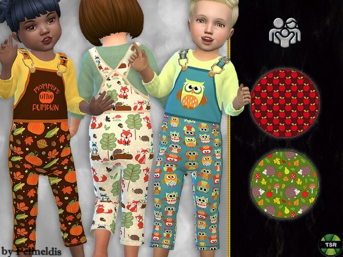 Sims 4 Toddler Autumn Overall by Pelineldis at TSR