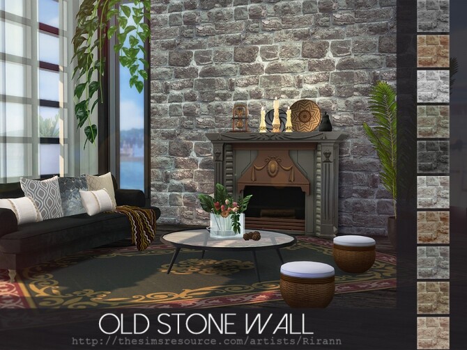 Sims 4 Old Stone Wall by Rirann at TSR