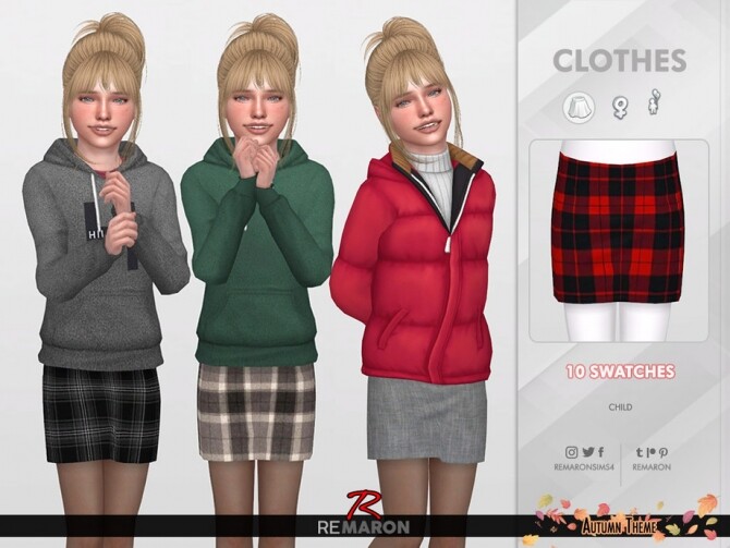 Sims 4 Autumn Skirt for Girls 01 by remaron at TSR