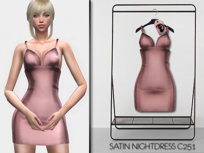 Sims 4 Satin Nightdress C251 by turksimmer at TSR