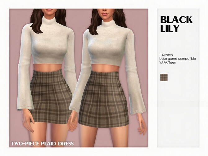 Sims 4 Two Piece Plaid Dress by Black Lily at TSR