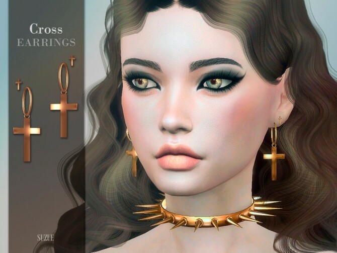Sims 4 Cross Earrings by Suzue at TSR