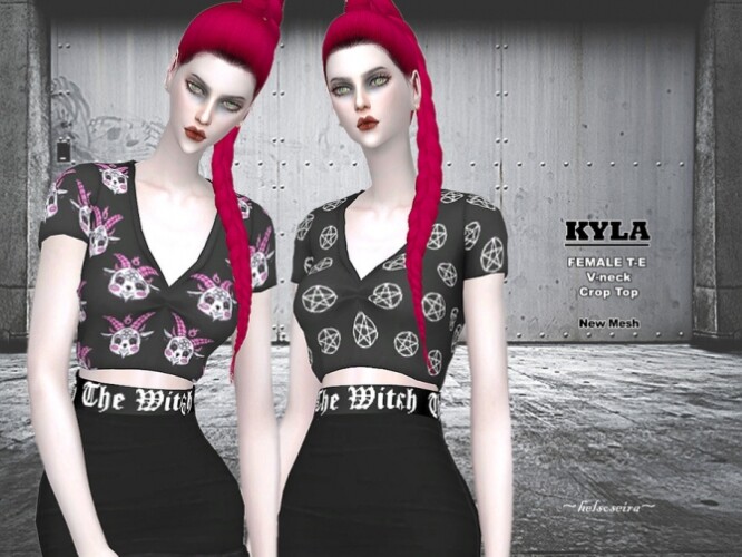 KYLA Goth Crop Top by Helsoseira at TSR » Sims 4 Updates