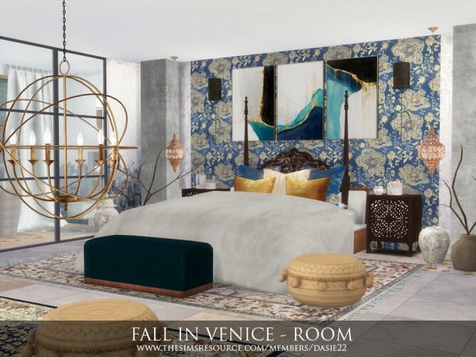 Sims 4 FALL IN VENICE bedroom by dasie2 at TSR