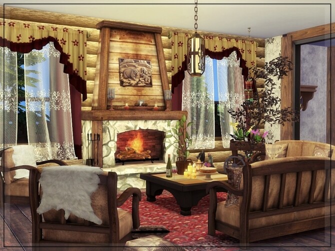 Sims 4 AUTUMN VILLAGE LIVINGROOM by marychabb at TSR