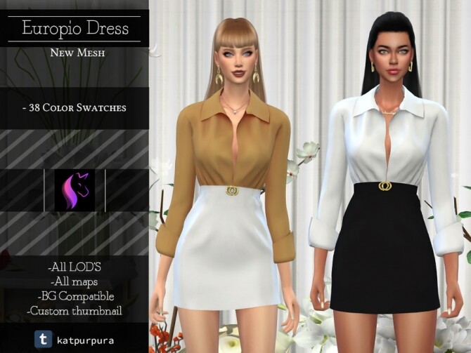 Sims 4 Europio Dress by KaTPurpura at TSR