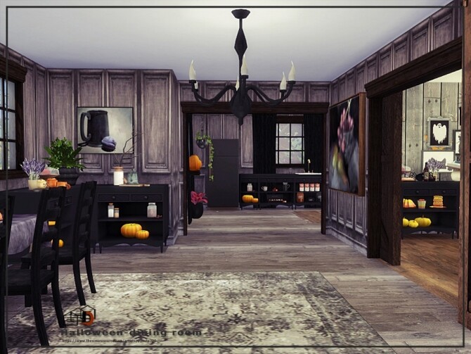 Sims 4 Halloween dining room by Danuta720 at TSR