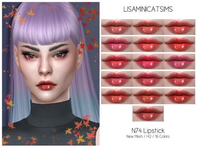 Sims 4 LMCS N74 Lipstick HQ by Lisaminicatsims at TSR