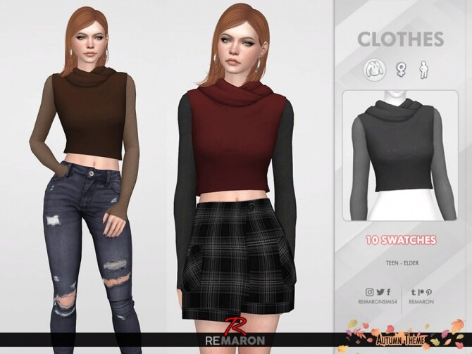 Autumn Hoodie for Women 01 by remaron at TSR » Sims 4 Updates