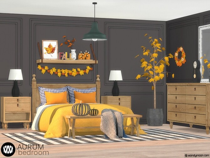 Sims 4 Aurum Bedroom by wondymoon at TSR