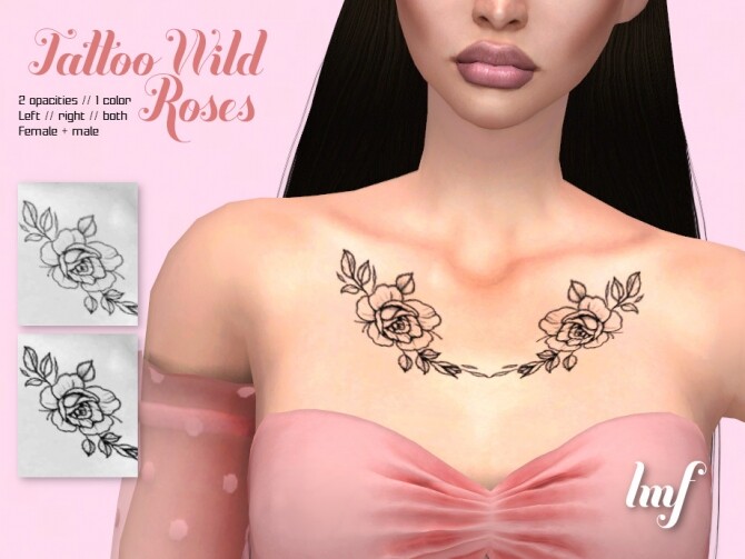 Sims 4 IMF Tattoo Wild Roses by IzzieMcFire at TSR