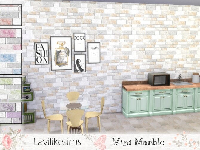 Sims 4 Mini Marble walls by lavilikesims at TSR