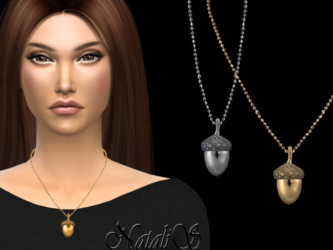 Sims 4 Acorn pendant necklace by NataliS at TSR