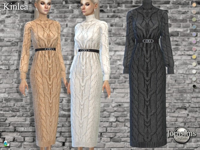 Sims 4 Kinlea long wool dress by  jomsims at TSR
