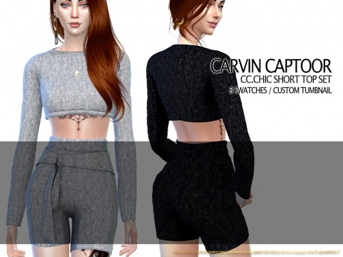 Sims 4 Chic Short Top Set by carvin captoor at TSR