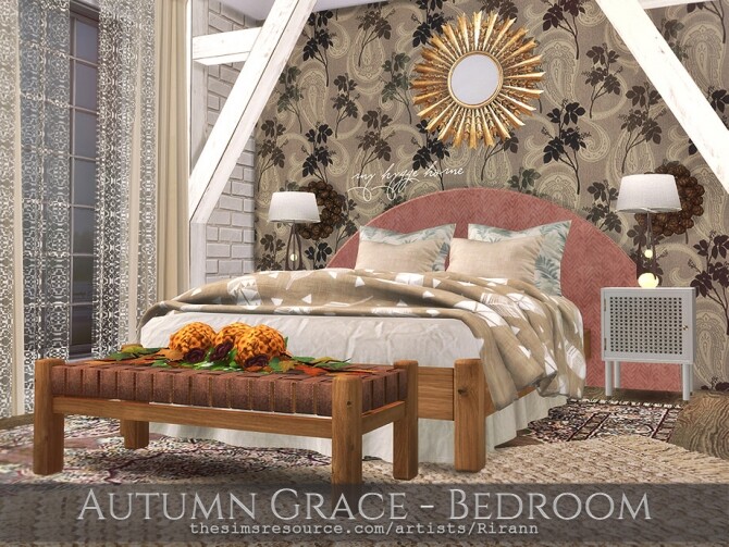 Sims 4 Autumn Grace Bedroom by Rirann at TSR